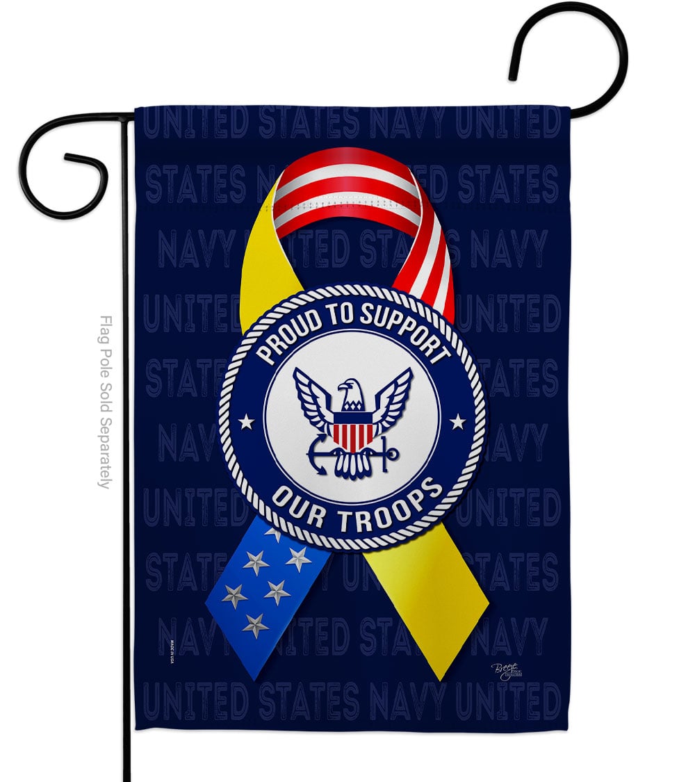 G158661-BO 13 x 18.5 in. Support Navy Troops Garden Flag with Armed Forces Double-Sided Decorative Vertical Flags House Decoration Banner Yard Gift