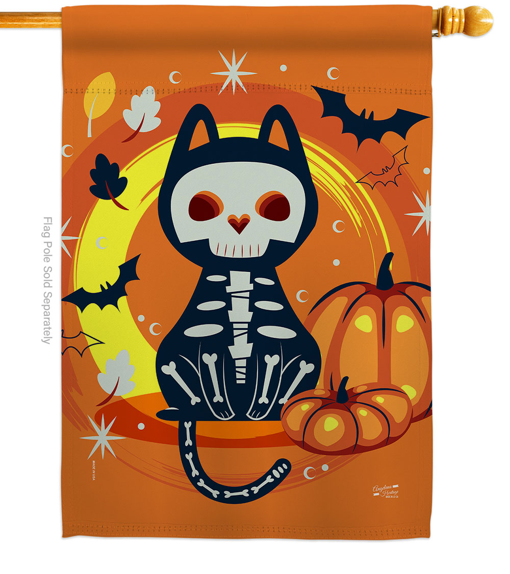 28 x 40 in. Halloween Black Cat House Flag with Fall Double-Sided Decorative Vertical Flags Decoration Banner Garden Yard Gift