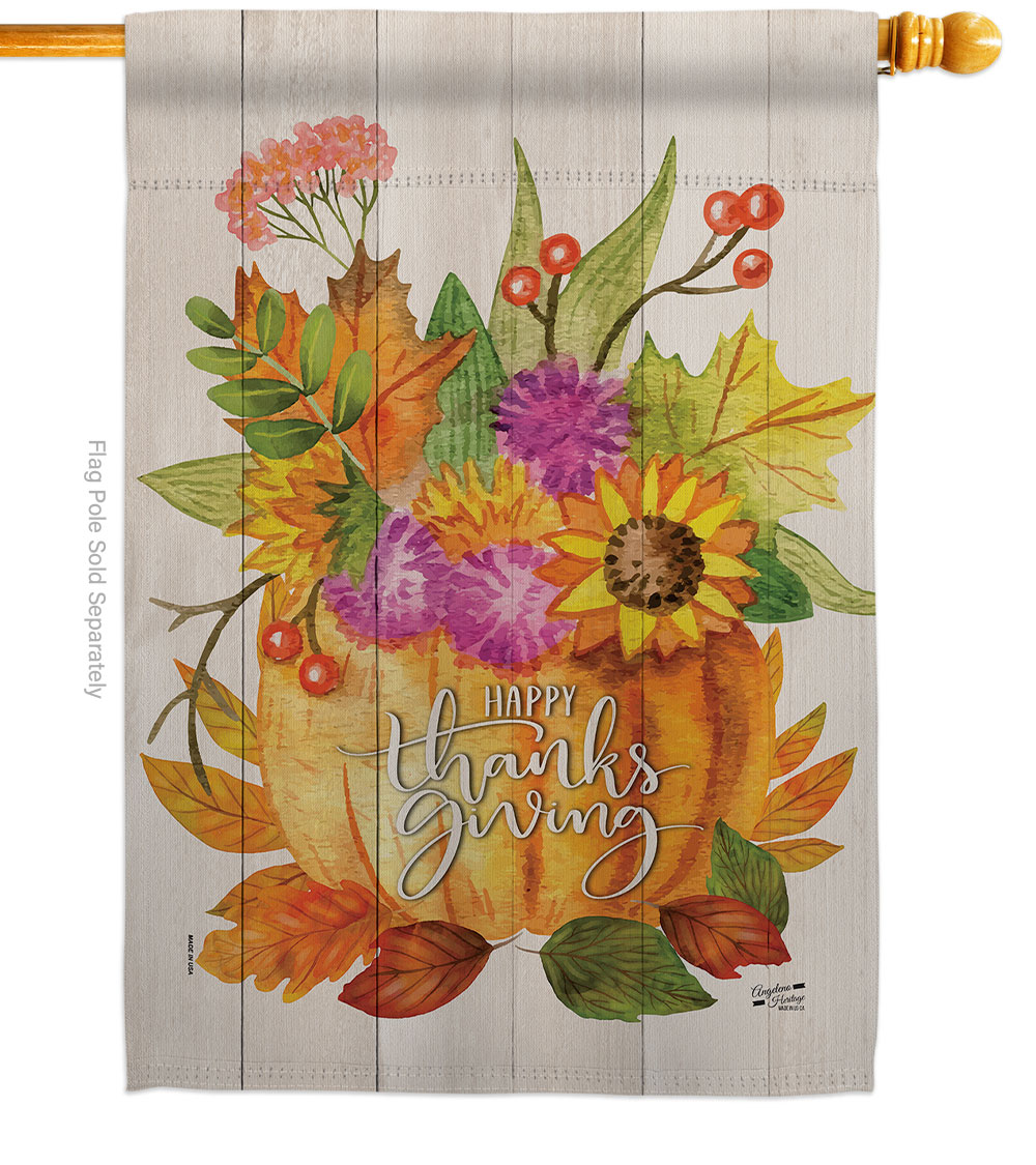 28 x 40 in. Thanksgiving Bouquet House Flag with Fall Double-Sided Decorative Vertical Flags Decoration Banner Garden Yard Gift