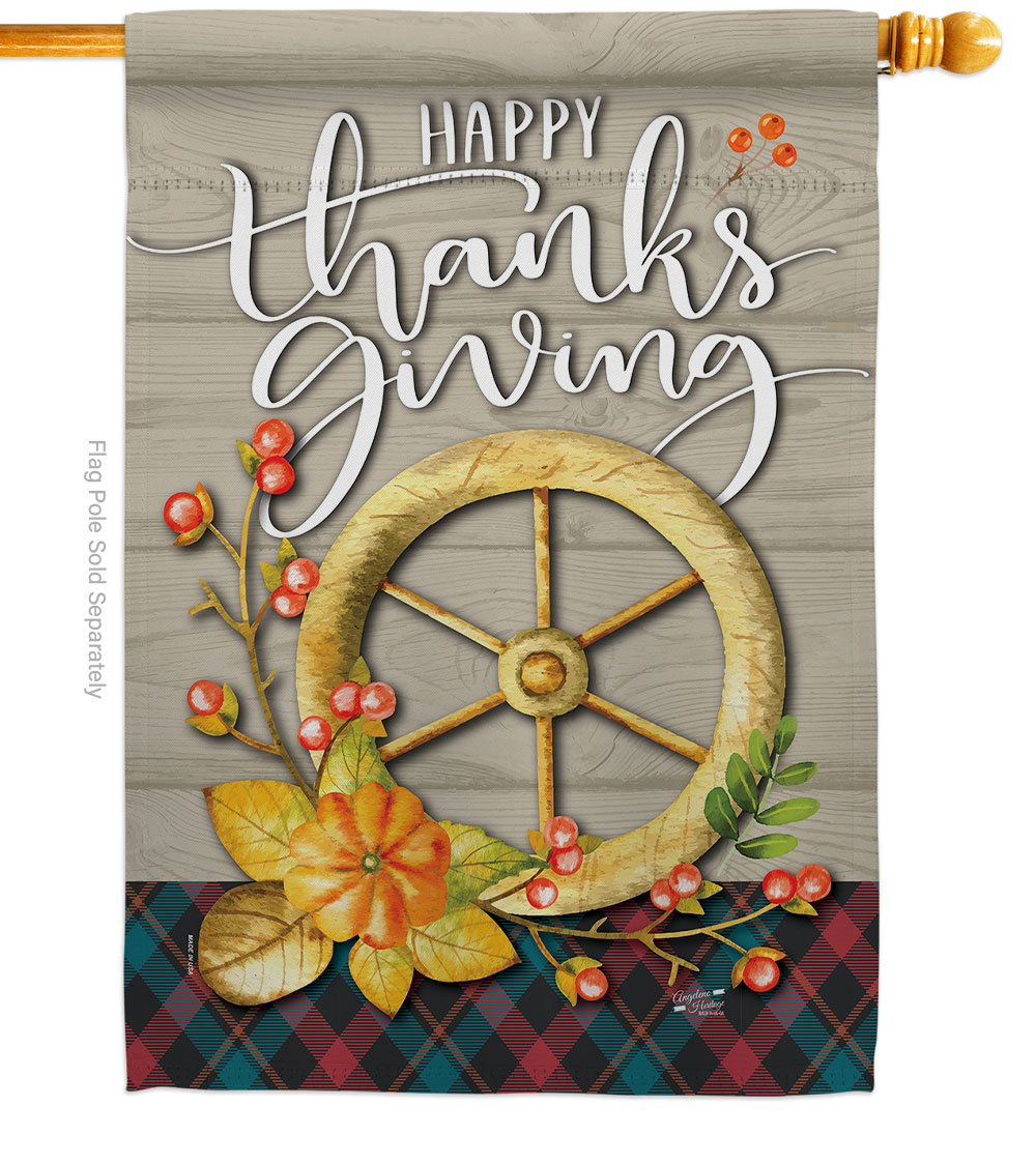 28 x 40 in. Thanksgiving Fall House Flag Double-Sided Decorative Vertical Flags Decoration Banner Garden Yard Gift