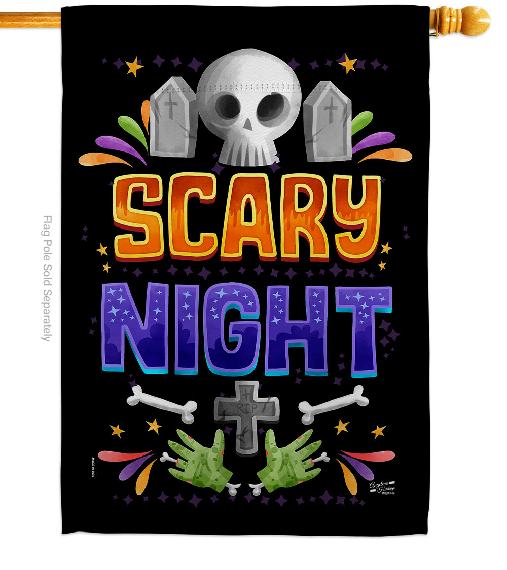 28 x 40 in. Scary Night House Flag with Fall Halloween Double-Sided Decorative Vertical Flags Decoration Banner Garden Yard Gift