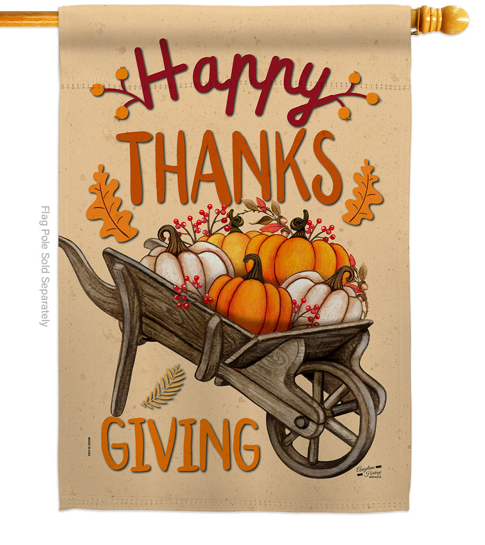 28 x 40 in. Fall Pumpkins House Flag with Thanksgiving Double-Sided Decorative Vertical Flags Decoration Banner Garden Yard Gift
