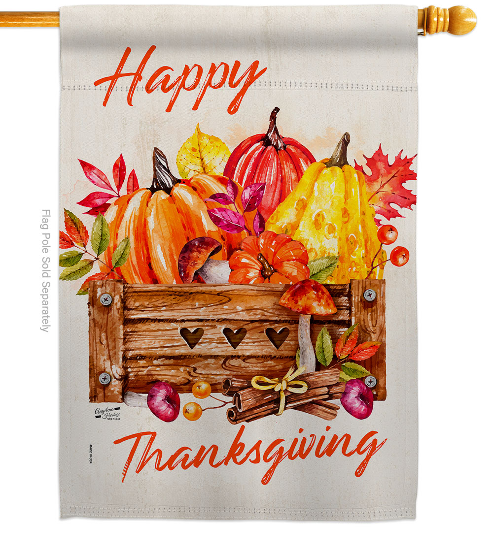 28 x 40 in. Thanksgiving Pumpkin House Flag with Fall Double-Sided Decorative Vertical Flags Decoration Banner Garden Yard Gift