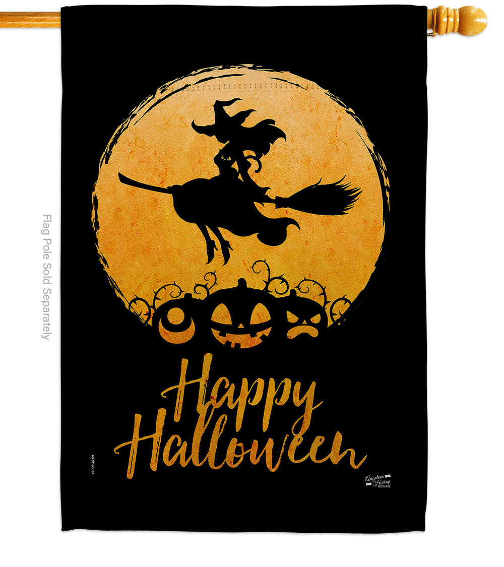 28 x 40 in. Halloween Witch House Flag with Fall Double-Sided Decorative Vertical Flags Decoration Banner Garden Yard Gift