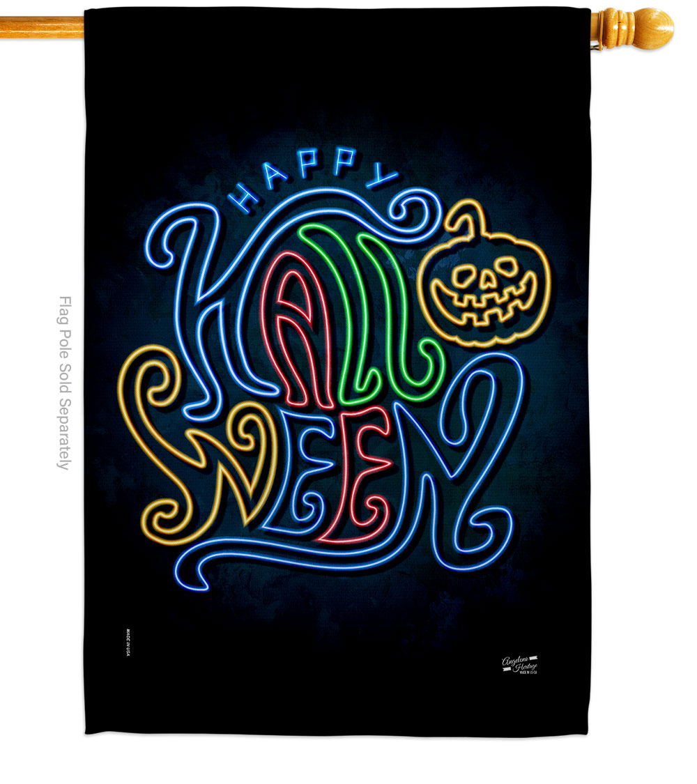 28 x 40 in. Neon Halloween House Flag with Fall Double-Sided Decorative Vertical Flags Decoration Banner Garden Yard Gift