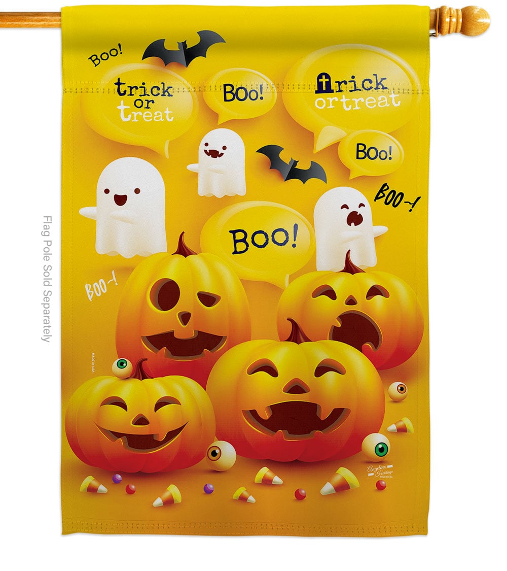 28 x 40 in. Ghosts & Pumpkins House Flag with Fall Halloween Double-Sided Decorative Vertical Flags Decoration Banner Garden Yard Gift