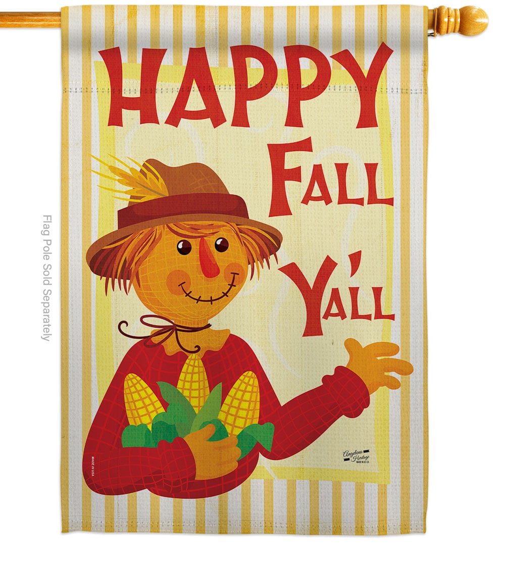 28 x 40 in. Fall Scarecrow House Flag with Harvest & Autumn Double-Sided Decorative Vertical Flags Decoration Banner Garden Yard Gift