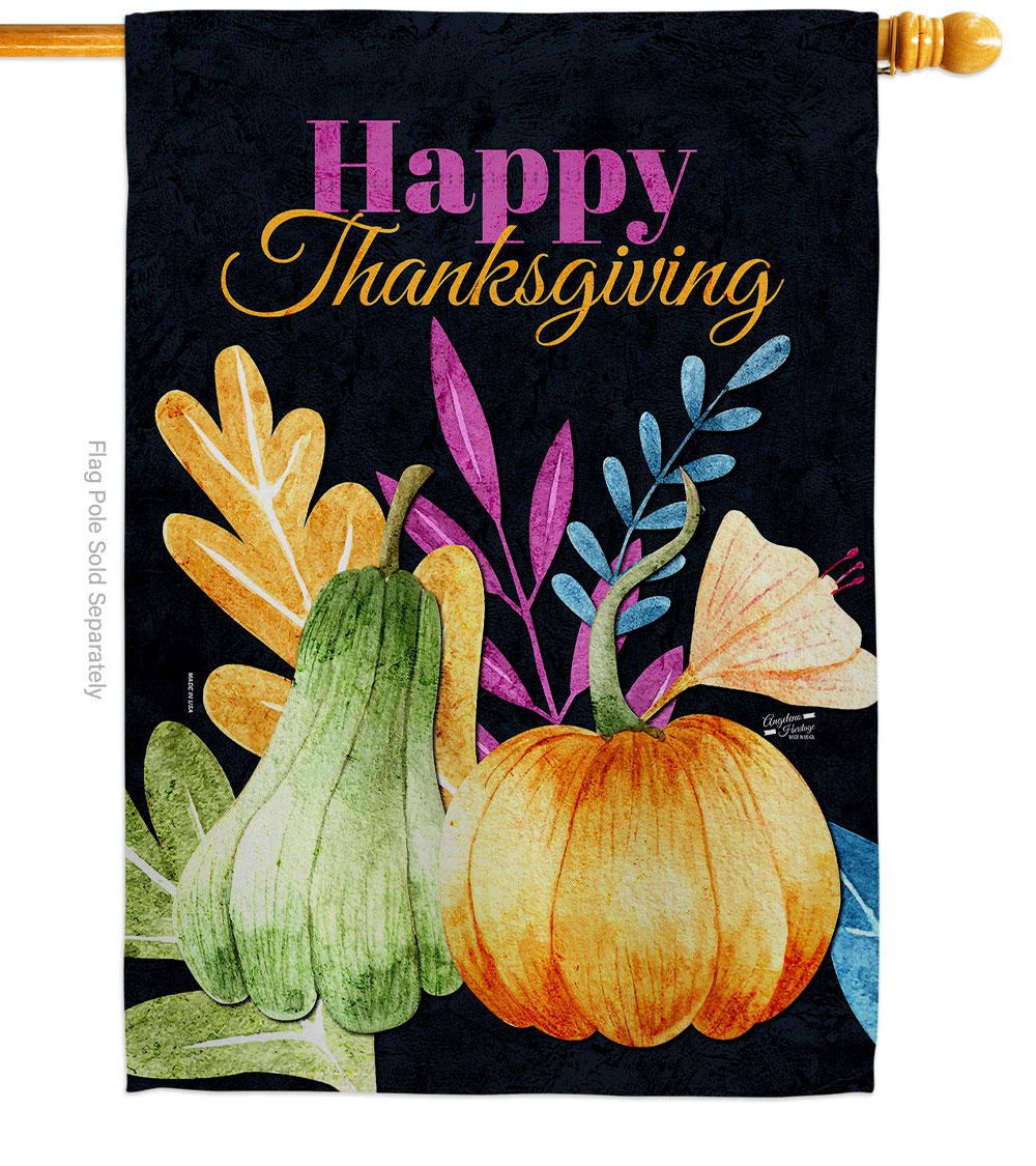 28 x 40 in. Thanksgiving Pumpkin House Flag with Fall Double-Sided Decorative Vertical Flags Decoration Banner Garden Yard Gift