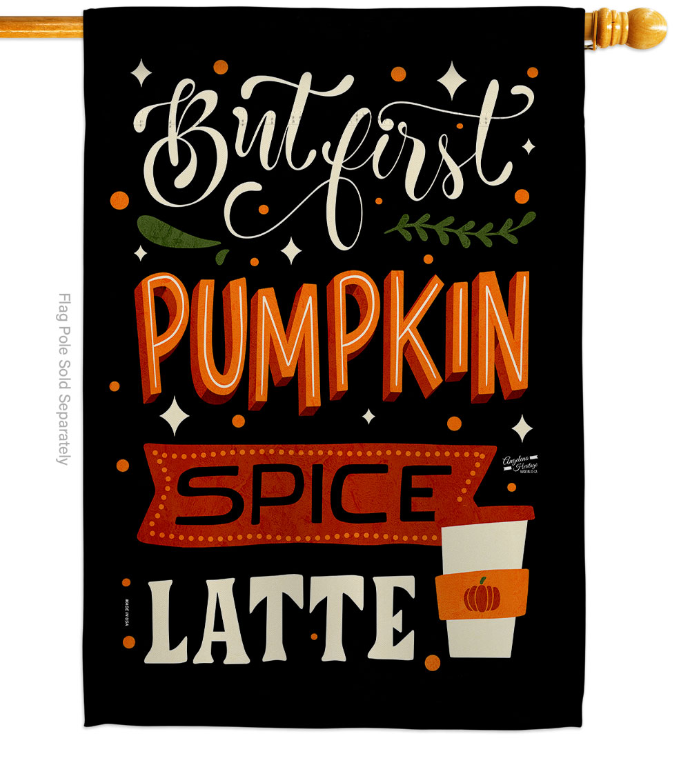 28 x 40 in. First Pumpkin Spice House Flag with Fall Harvest & Autumn Double-Sided Decorative Vertical Flags Decoration Banner Garden Yard Gift