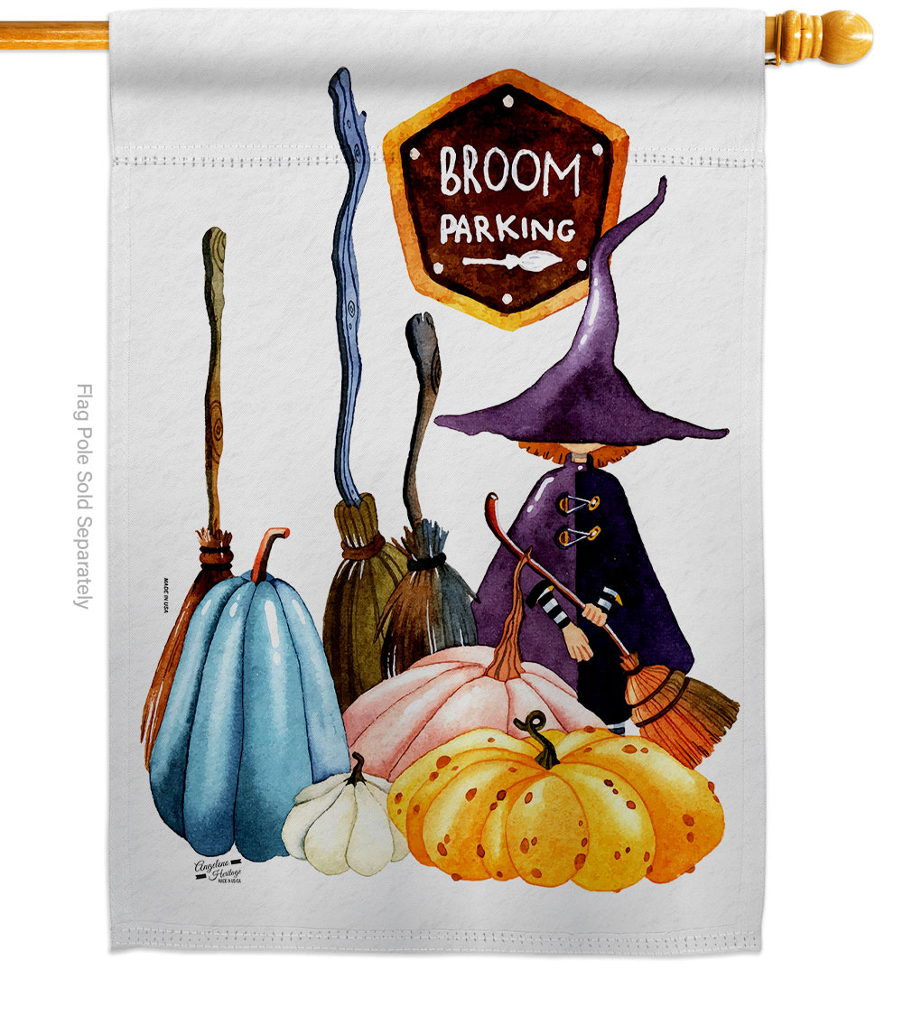 28 x 40 in. Broom Stop House Flag with Fall Halloween Double-Sided Decorative Vertical Flags Decoration Banner Garden Yard Gift