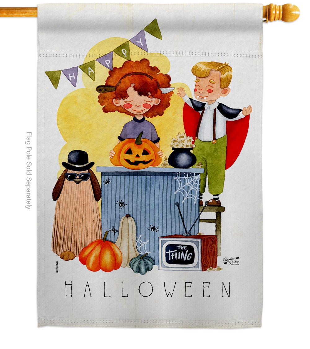 28 x 40 in. Joyful Halloween House Flag with Fall Double-Sided Decorative Vertical Flags Decoration Banner Garden Yard Gift