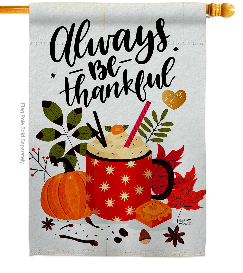 28 x 40 in. Always Thankful House Flag with Fall Thanksgiving Double-Sided Decorative Vertical Flags Decoration Banner Garden Yard Gift