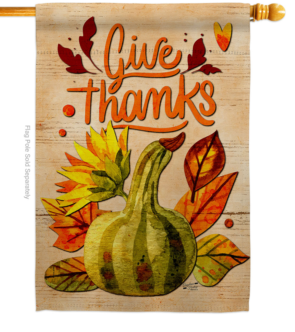 H137610-BO 28 x 40 in. Squash Giving House Flag with Fall Thanksgiving Double-Sided Decorative Vertical Flags Decoration Banner Garden Yard Gift
