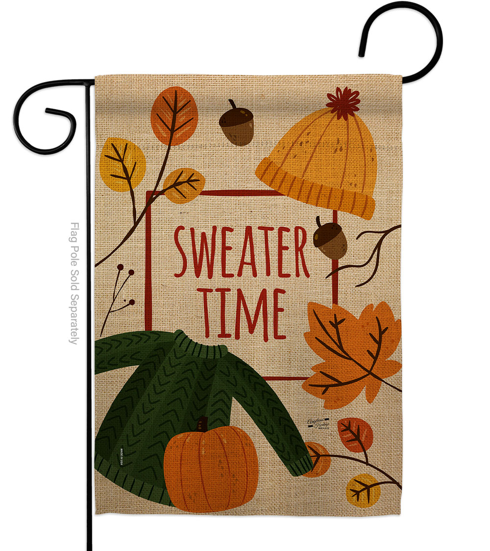 G135107-BO 13 x 18.5 in. Sweater Time Garden Flag with Fall Harvest & Autumn Double-Sided Decorative Vertical Flags House Decoration Banner Yard Gift