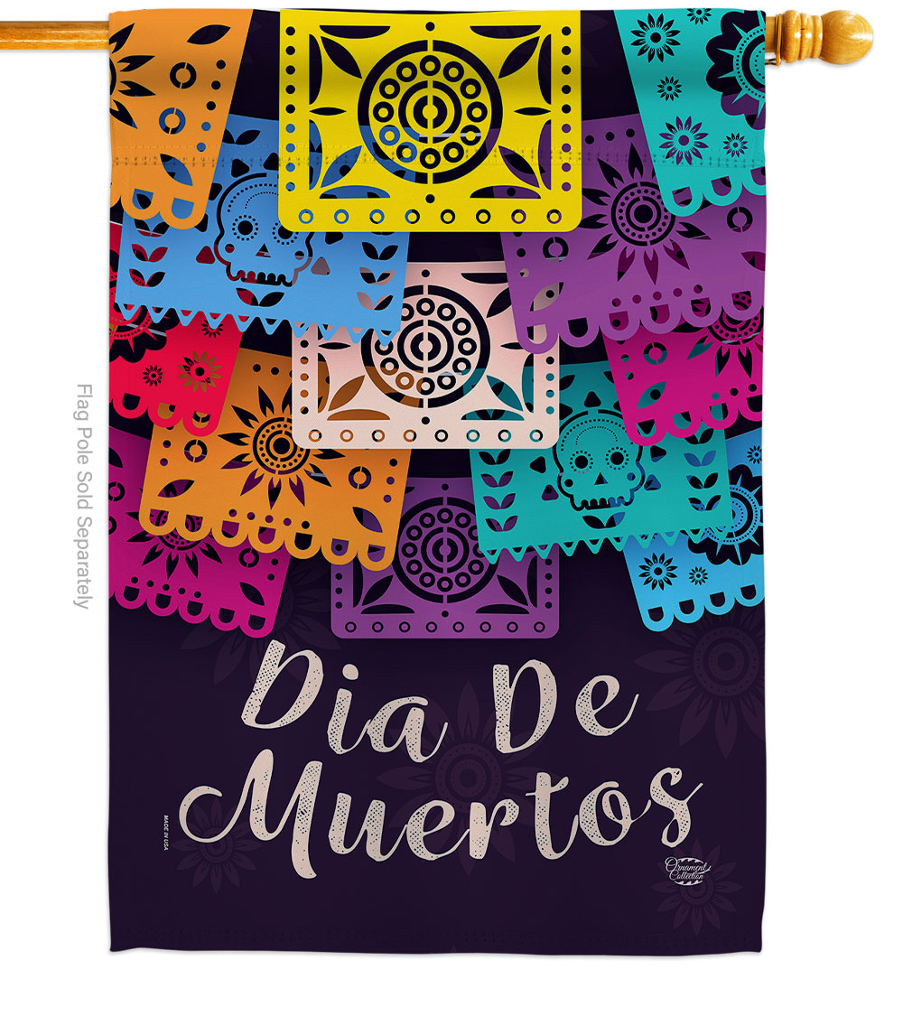H192214-BO 28 x 40 in. Dia De Muertos House Flag with Fall Day of Dead Double-Sided Decorative Vertical Flags Decoration Banner Garden Yard Gift