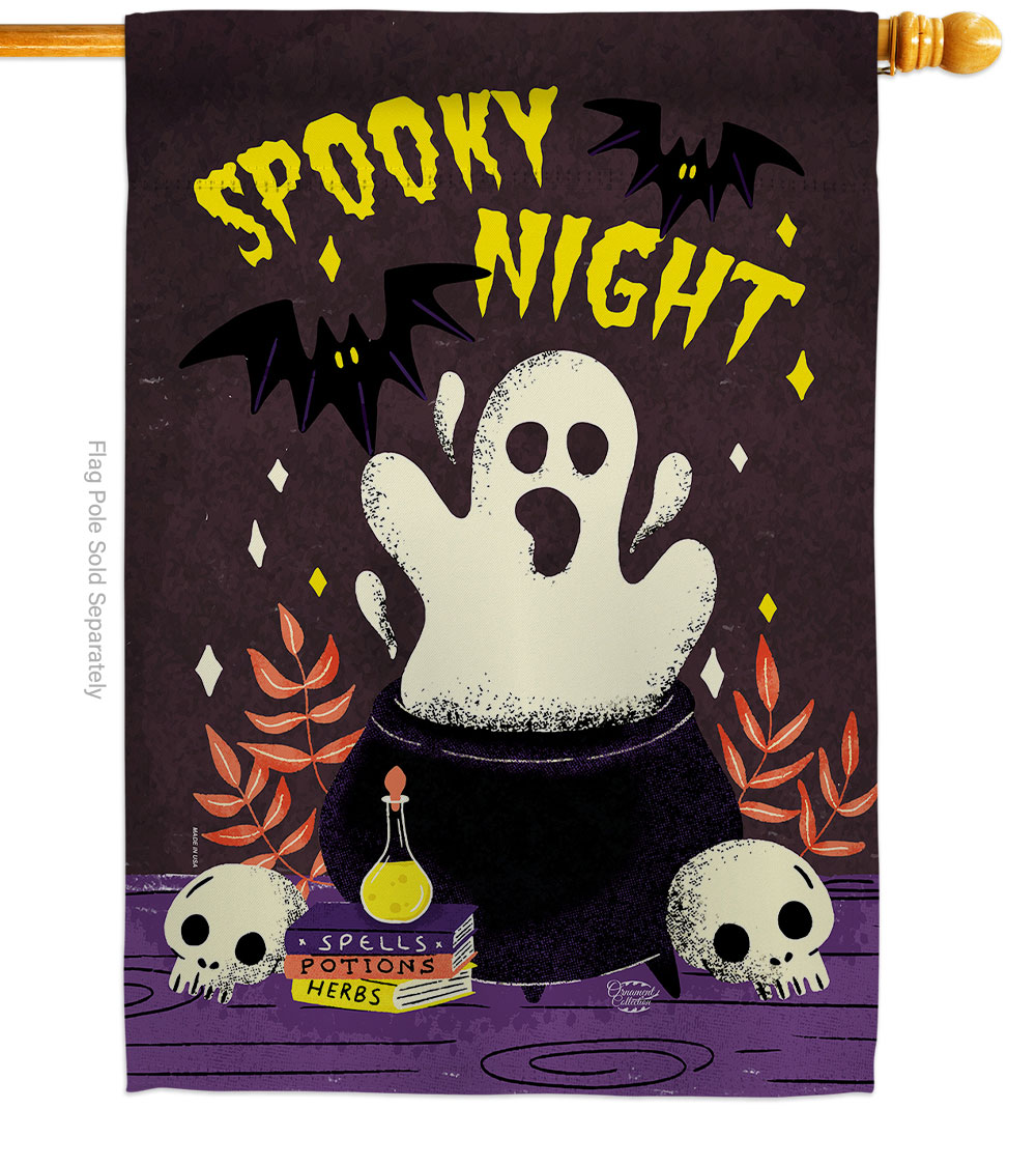 28 x 40 in. Spooky Night House Flag with Fall Halloween Double-Sided Decorative Vertical Flags Decoration Banner Garden Yard Gift