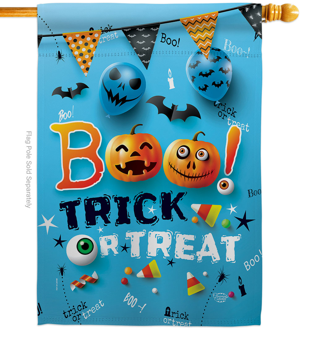 28 x 40 in. Boo Trick House Flag with Fall Halloween Double-Sided Decorative Vertical Flags Decoration Banner Garden Yard Gift