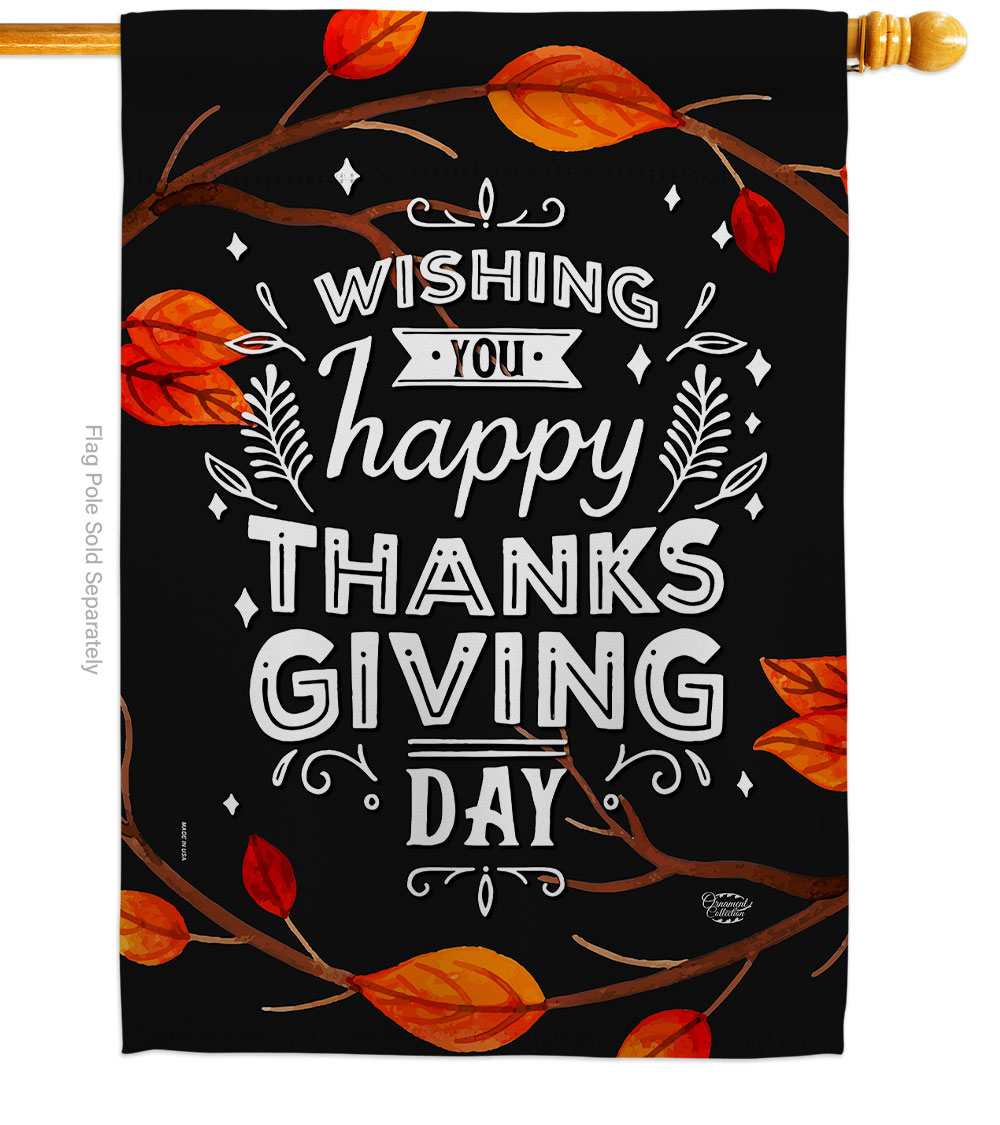 28 x 40 in. Thankgiving Day House Flag with Fall Thanksgiving Double-Sided Decorative Vertical Flags Decoration Banner Garden Yard Gift