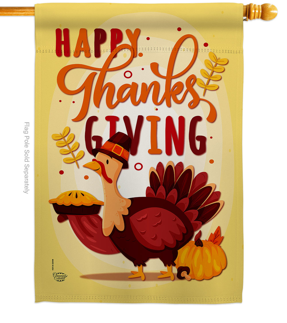 28 x 40 in. Happy ThanksGiving House Flag with Fall Double-Sided Decorative Vertical Flags Decoration Banner Garden Yard Gift