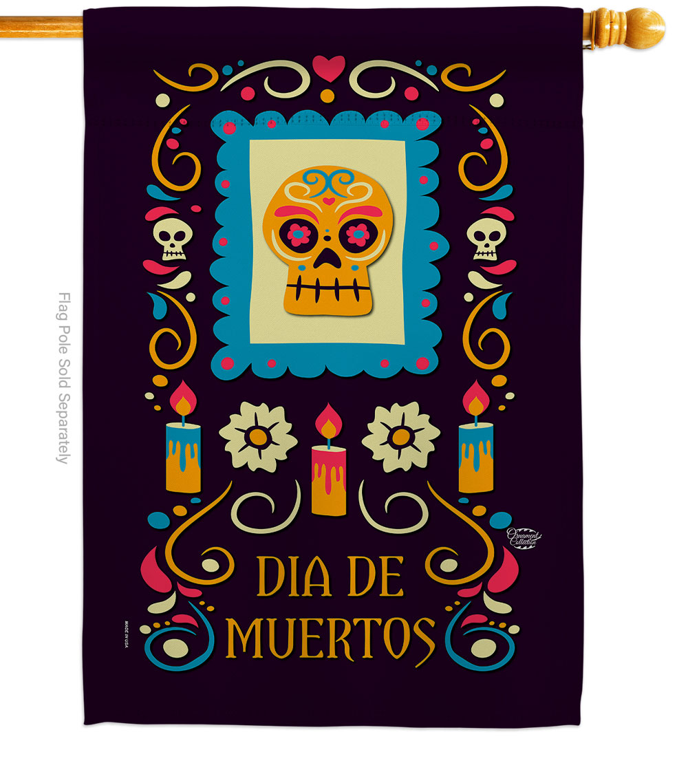 28 x 40 in. Celebrate the Dead House Flag with Fall Day of Double-Sided Decorative Vertical Flags Decoration Banner Garden Yard Gift