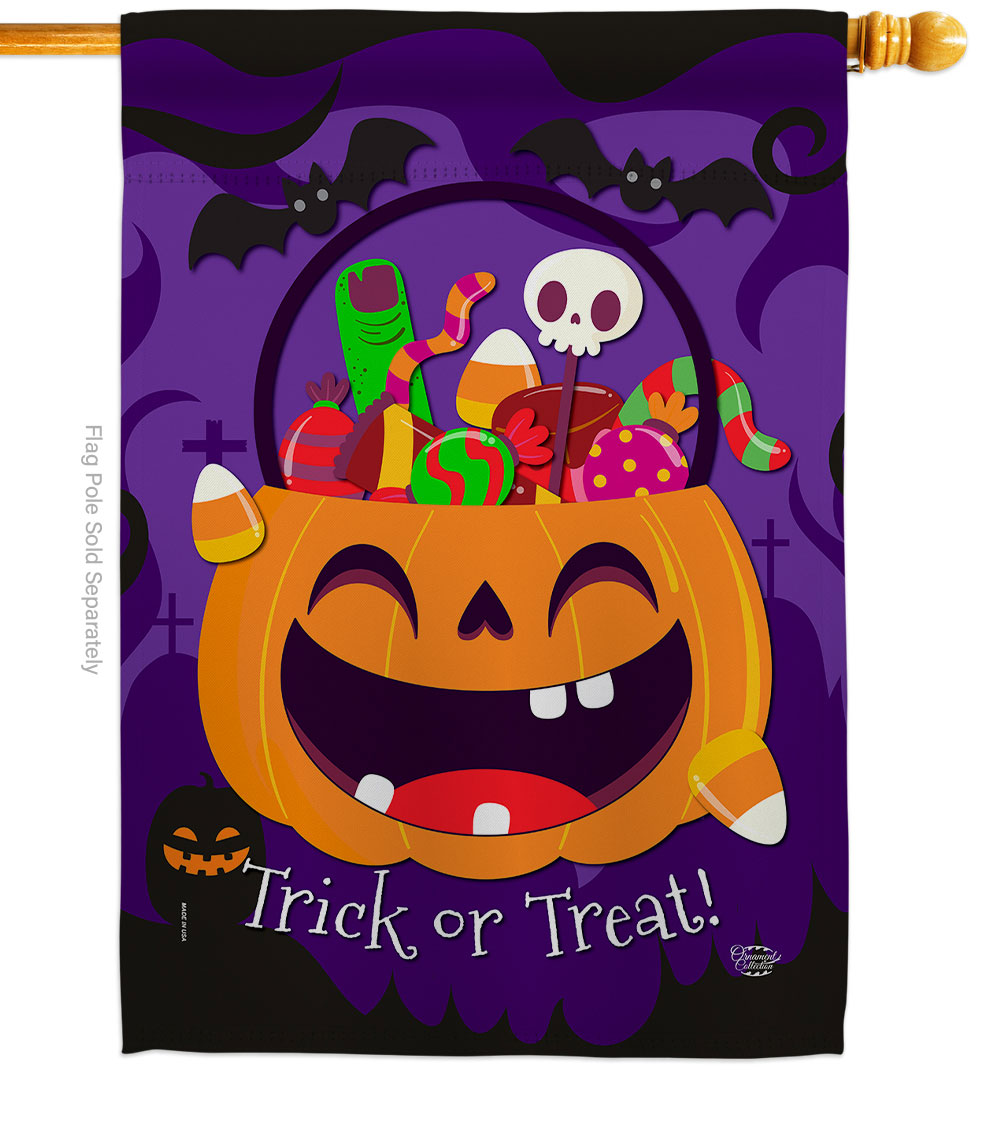 28 x 40 in. Happy Pumpkin House Flag with Fall Halloween Double-Sided Decorative Vertical Flags Decoration Banner Garden Yard Gift