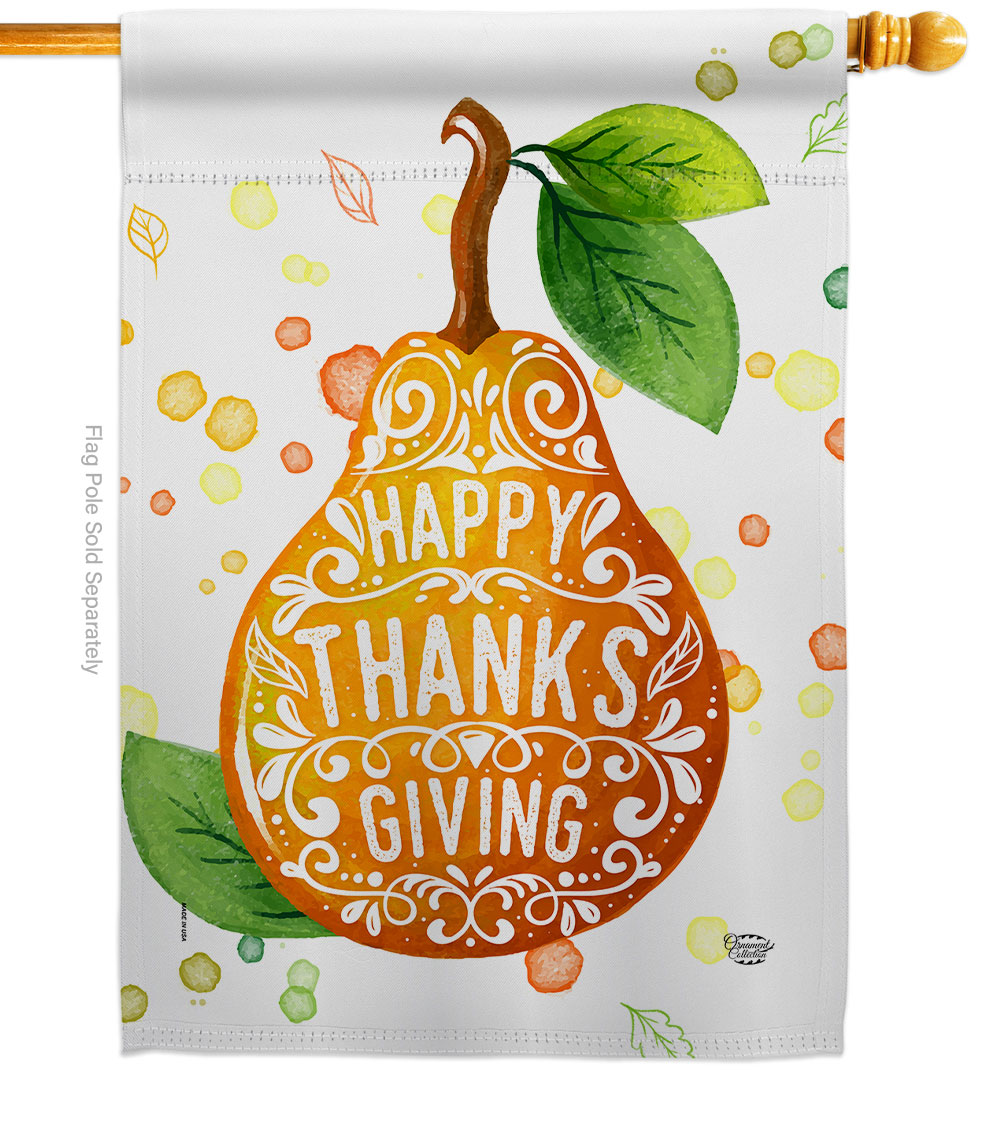 28 x 40 in. Happy Thanks Giving House Flag with Fall Thanksgiving Double-Sided Decorative Vertical Flags Decoration Banner Garden Yard Gift