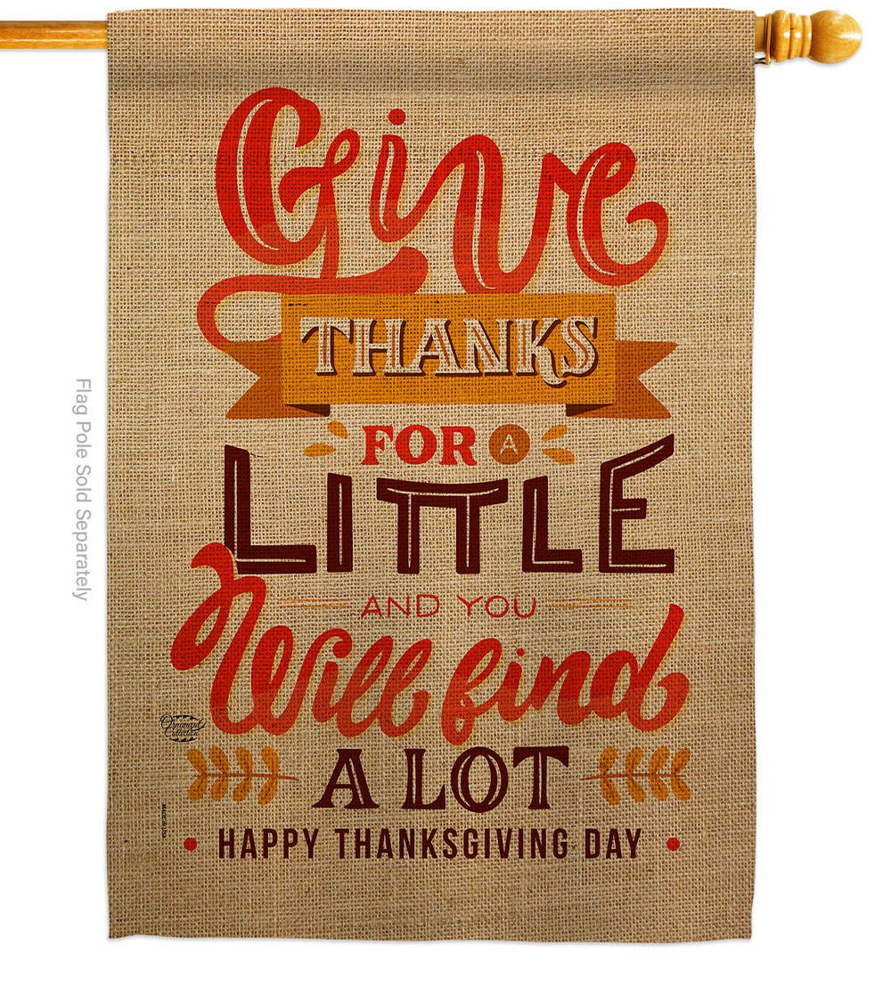 28 x 40 in. Give Thanks House Flag with Fall Thanksgiving Double-Sided Decorative Vertical Flags Decoration Banner Garden Yard Gift