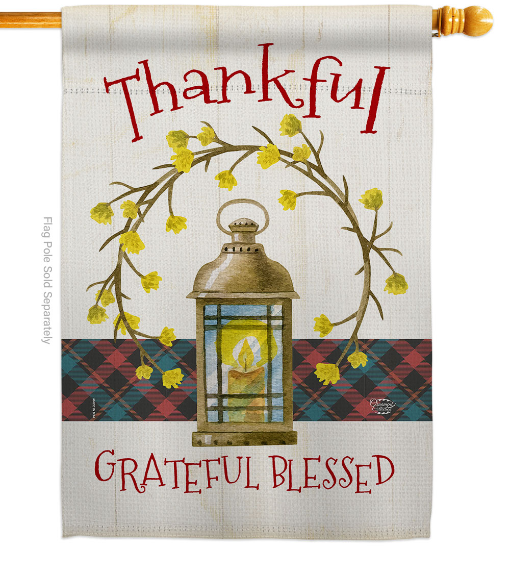 28 x 40 in. Thanksgiving Wreath House Flag with Fall Double-Sided Decorative Vertical Flags Decoration Banner Garden Yard Gift
