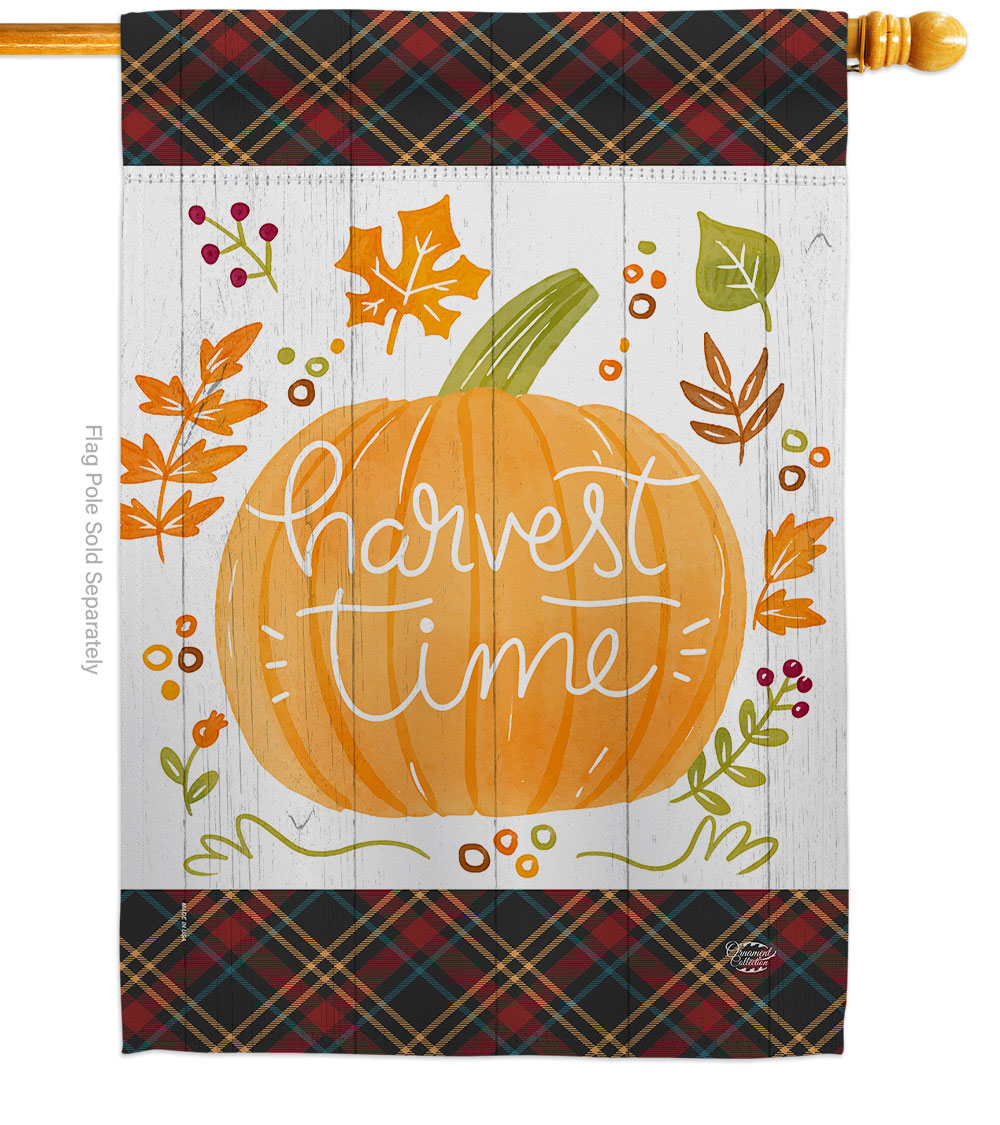 H192274-BO 28 x 40 in. Harvest Time House Flag with Fall & Autumn Double-Sided Decorative Vertical Flags Decoration Banner Garden Yard Gift