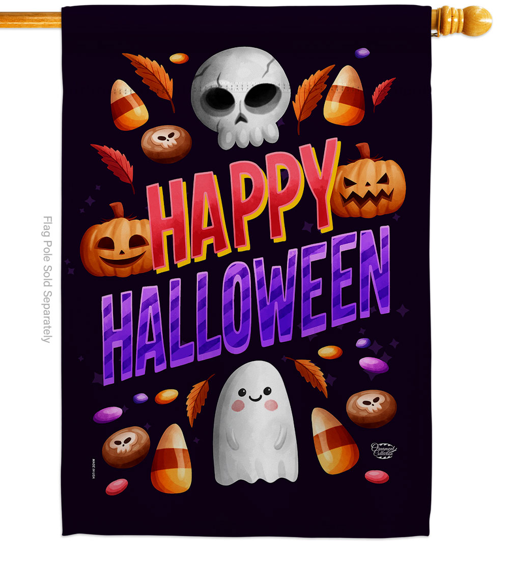 28 x 40 in. Halloween Treat House Flag with Fall Double-Sided Decorative Vertical Flags Decoration Banner Garden Yard Gift