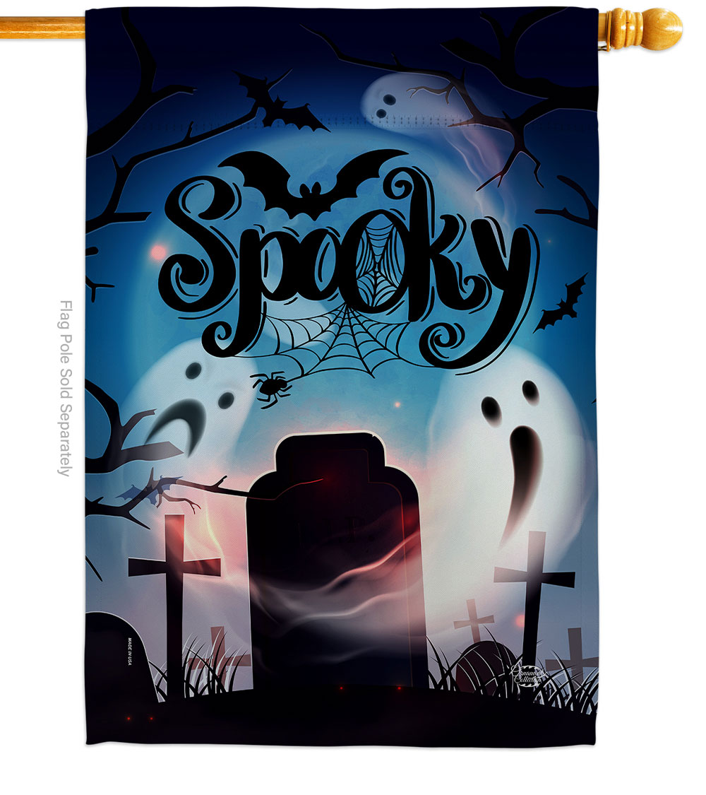 28 x 40 in. Spooky Night House Flag with Fall Halloween Double-Sided Decorative Vertical Flags Decoration Banner Garden Yard Gift