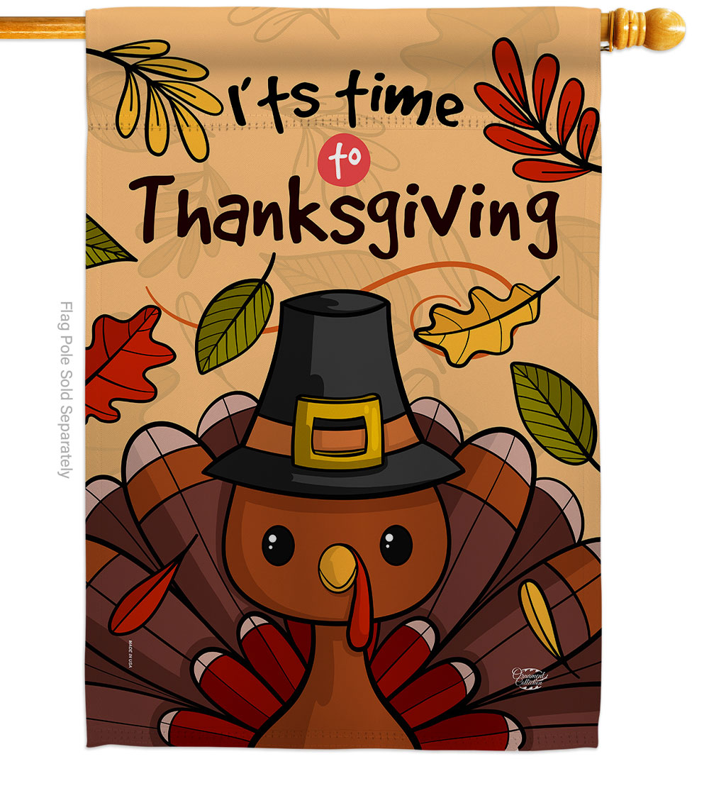 28 x 40 in. Its Thanksgiving House Flag with Fall Double-Sided Decorative Vertical Flags Decoration Banner Garden Yard Gift