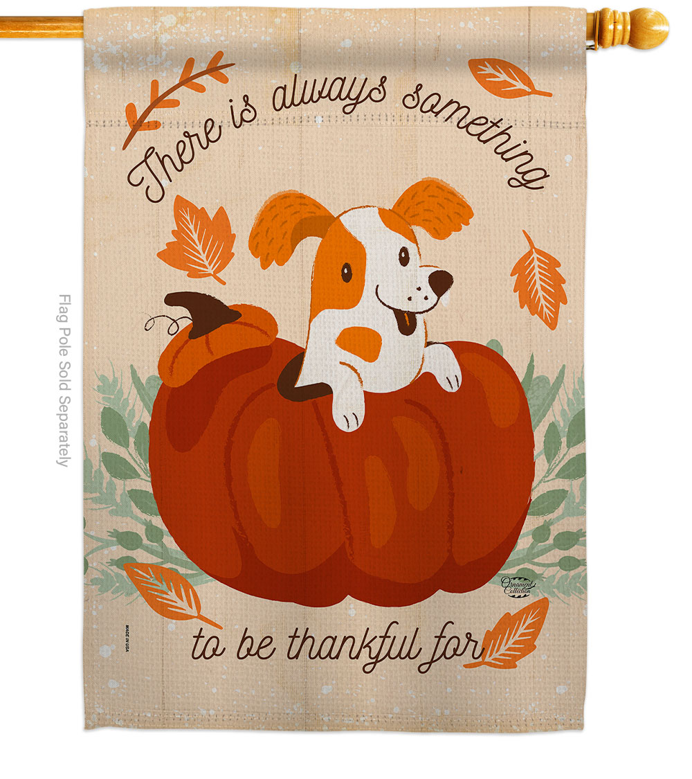 28 x 40 in. Something Thanksful for House Flag with Fall Thanksgiving Double-Sided Decorative Vertical Flags Decoration Banner Garden Yard Gift