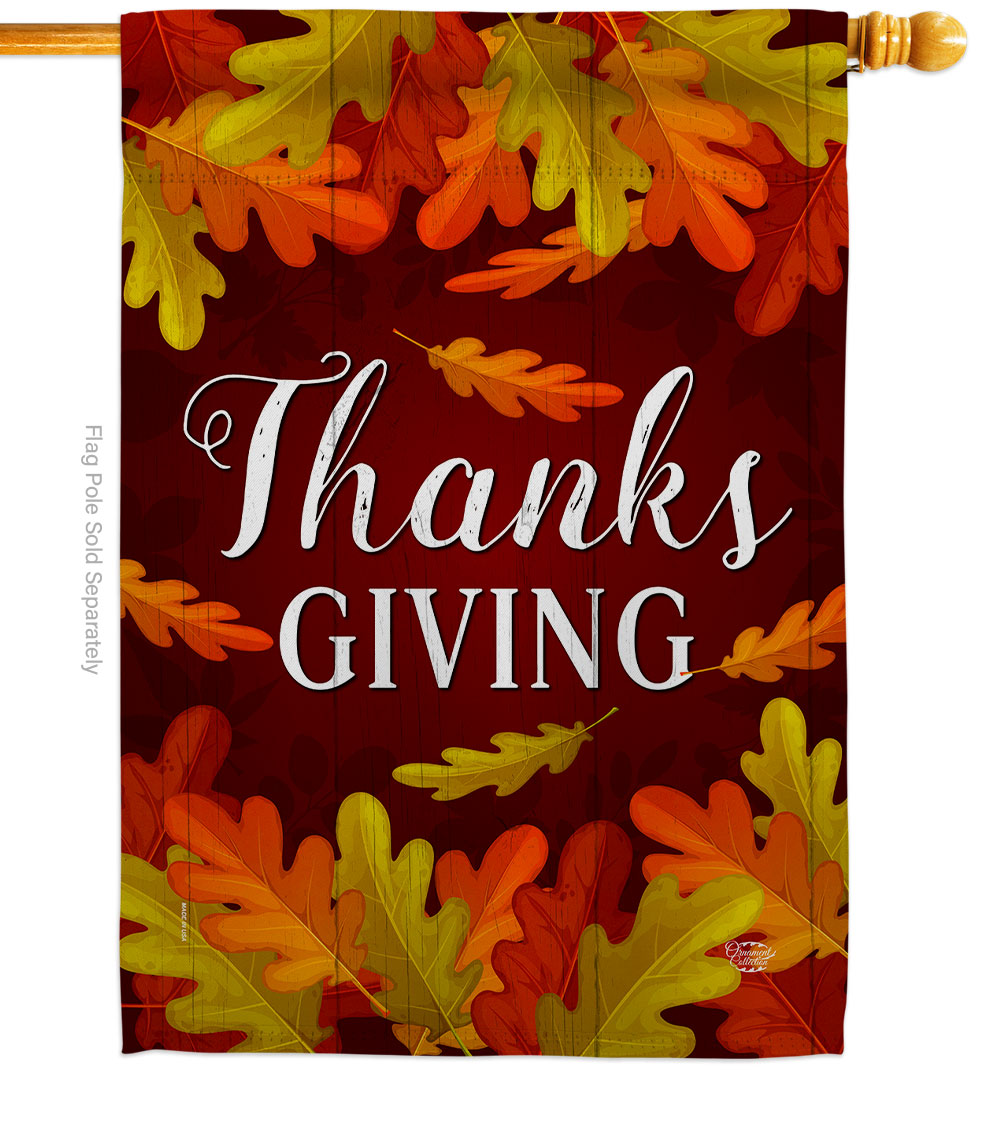 28 x 40 in. Thanksgiving House Flag with Fall Double-Sided Decorative Vertical Flags Decoration Banner Garden Yard Gift