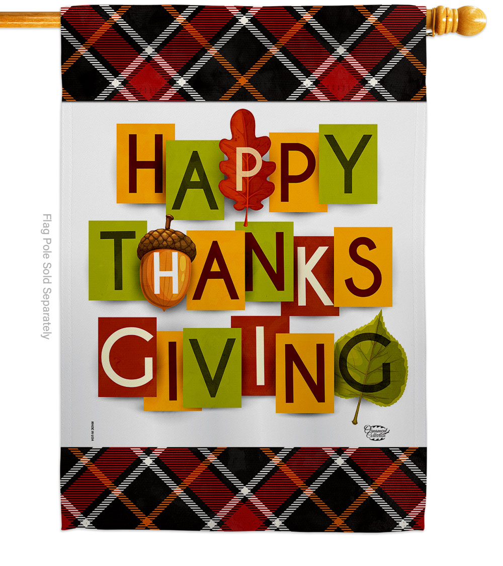 28 x 40 in. Thanksgiving House Flag with Fall Double-Sided Decorative Vertical Flags Decoration Banner Garden Yard Gift