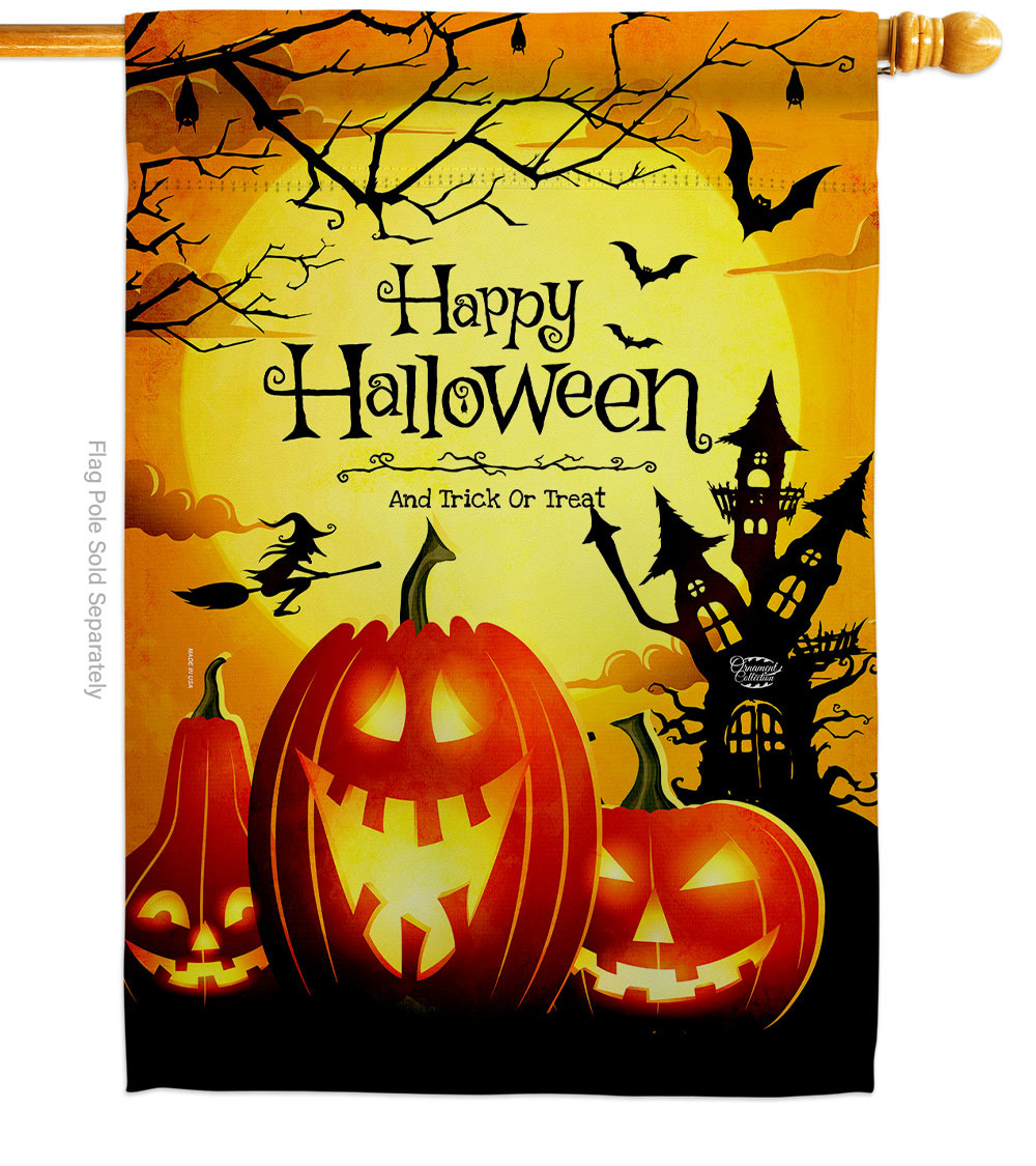 28 x 40 in. Halloween Happy Pumpkins House Flag with Fall Double-Sided Decorative Vertical Flags Decoration Banner Garden Yard Gift