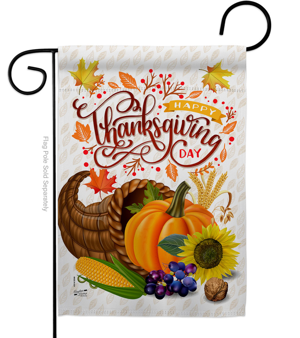 G135266-BO 13 x 18.5 in. Thanksgiving Cornucopia Garden Flag with Fall Double-Sided Decorative Vertical Flags House Decoration Banner Yard Gift