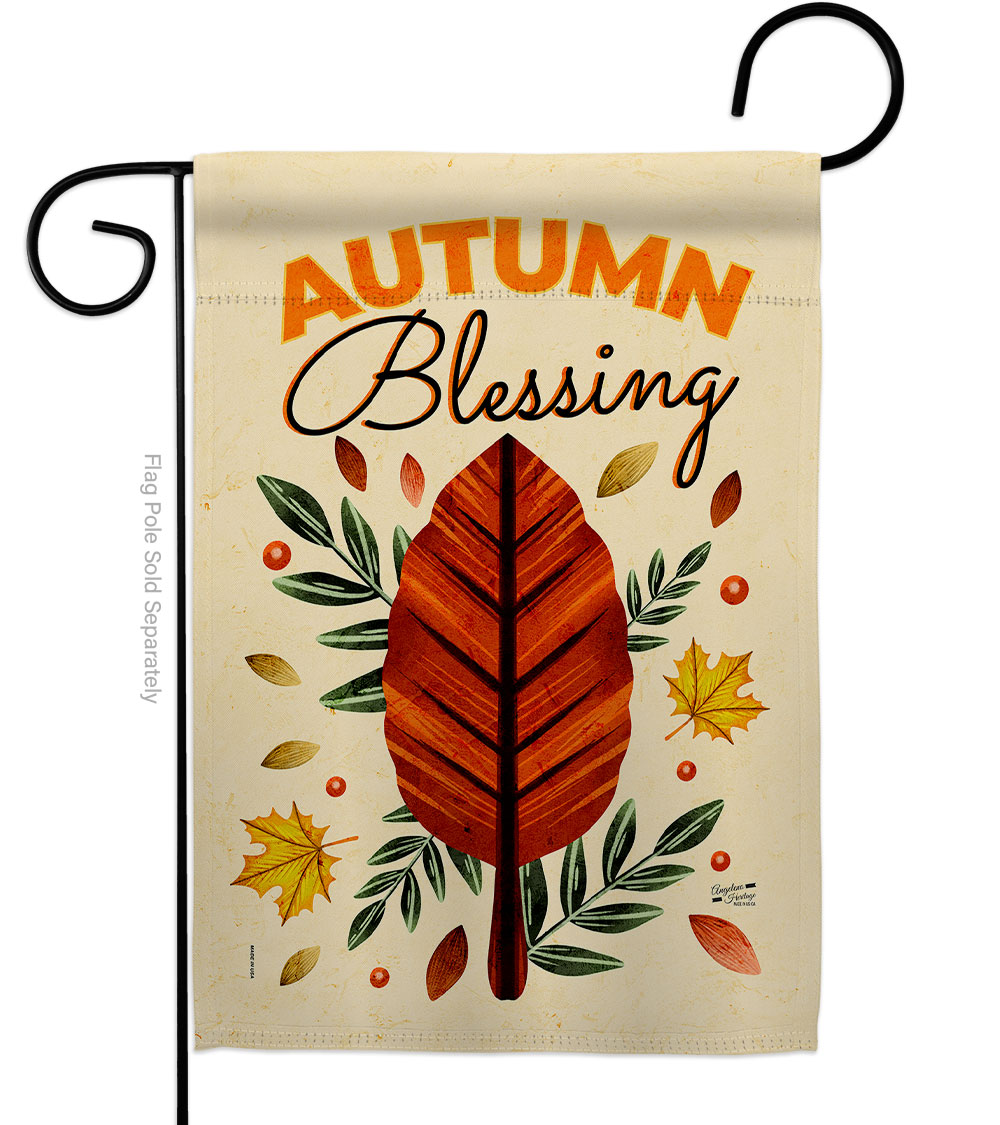 G135620-BO 13 x 18.5 in. Blessing Autumn Garden Flag with Fall Harvest & Double-Sided Decorative Vertical Flags House Decoration Banner Yard Gift