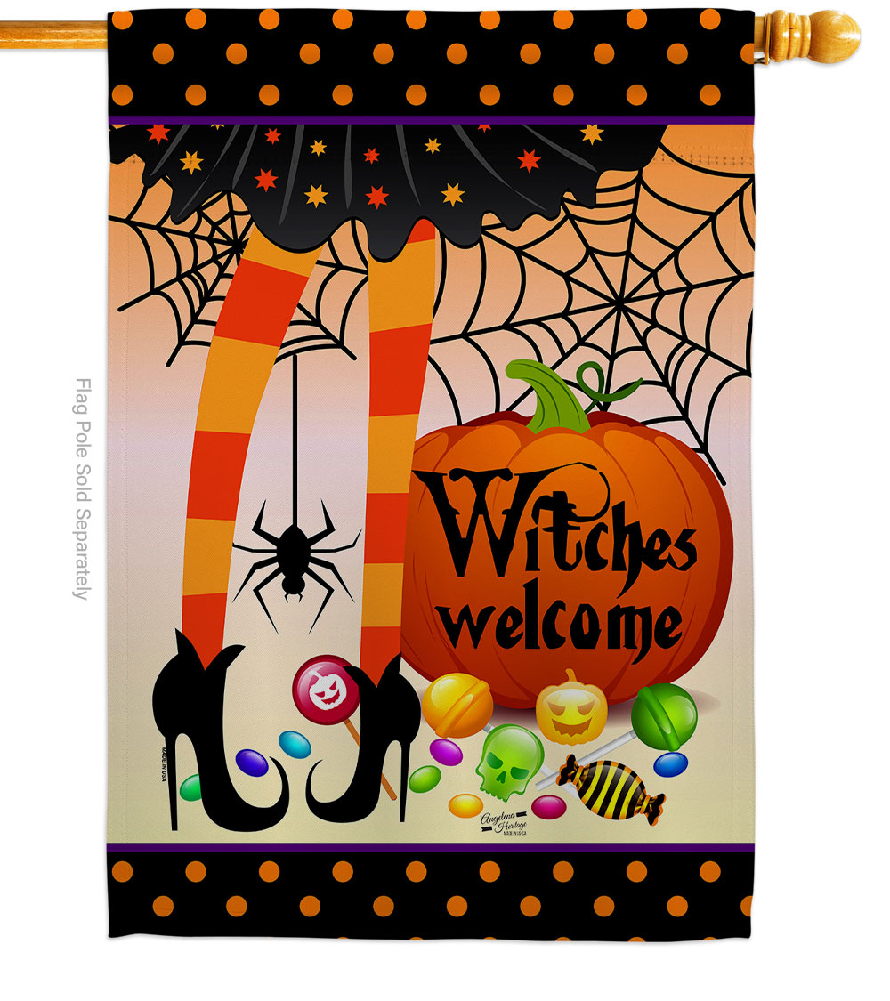 H137069-BO 28 x 40 in. Witches Welcome House Flag with Fall Halloween Double-Sided Decorative Vertical Flags Decoration Banner Garden Yard Gift