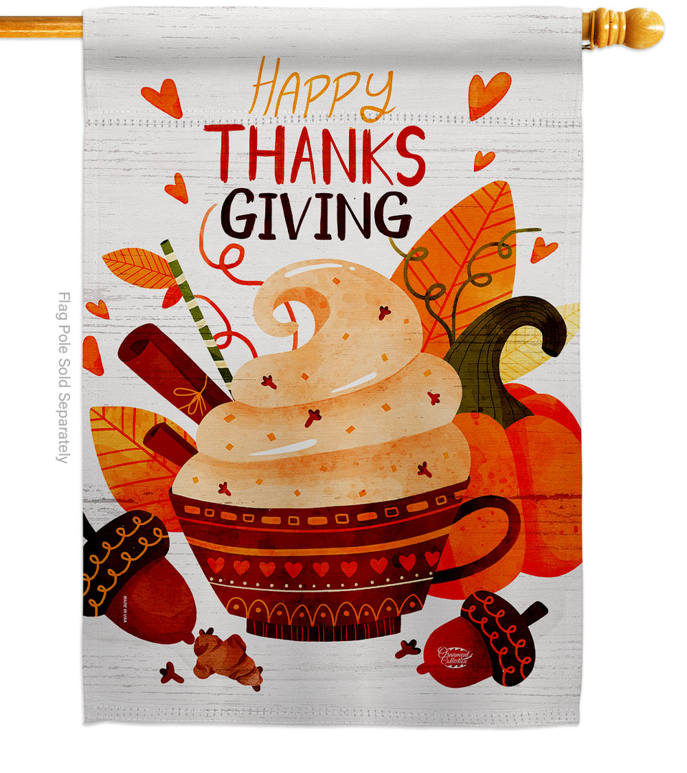 H192661-BO 28 x 40 in. Thanks Giving House Flag with Fall Thanksgiving Double-Sided Decorative Vertical Flags Decoration Banner Garden Yard Gift
