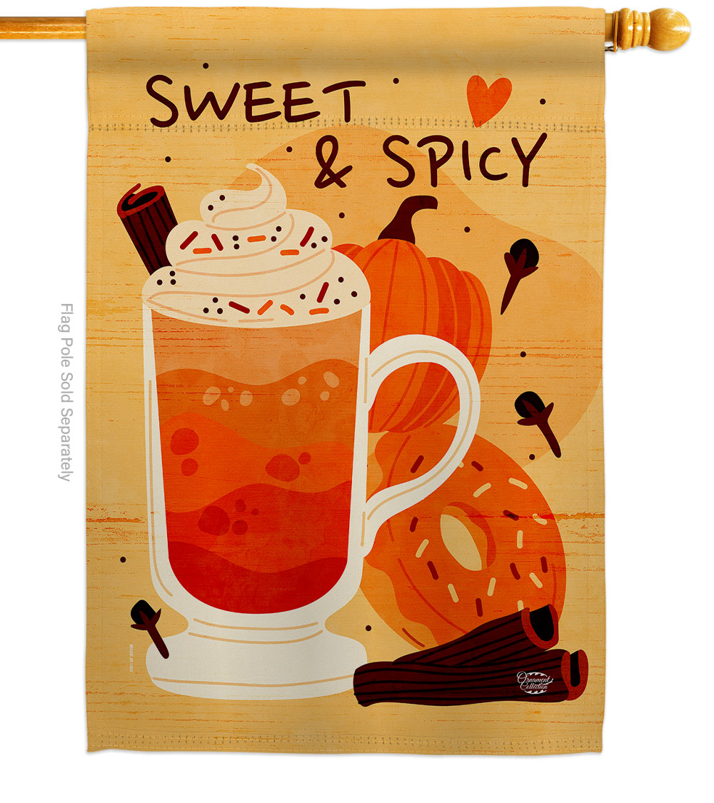 28 x 40 in. Sweet & Spicy House Flag with Fall Harvest Autumn Double-Sided Decorative Vertical Flags Decoration Banner Garden Yard Gift