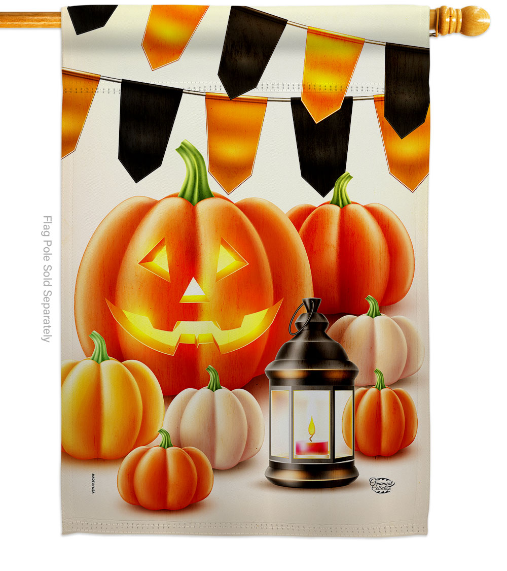 28 x 40 in. Halloween Lantern House Flag with Fall Harvest & Autumn Double-Sided Decorative Vertical Flags Decoration Banner Garden Yard Gift