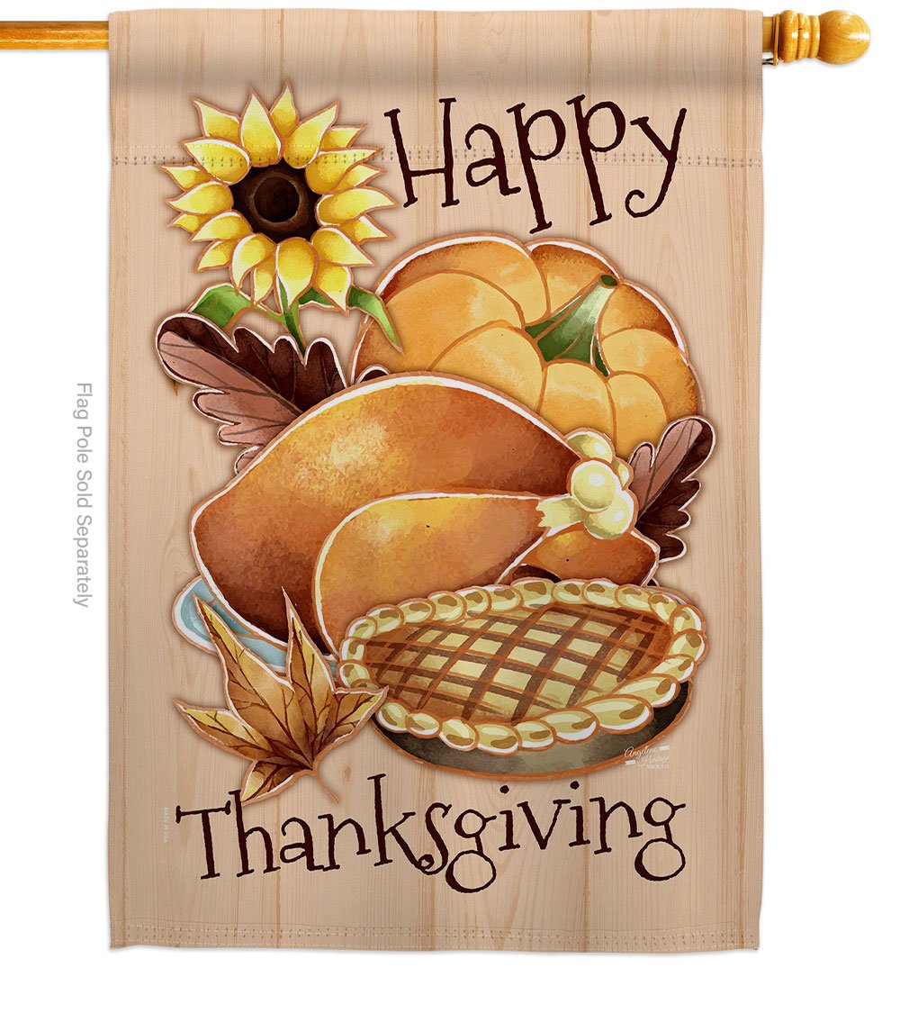 H137076-BO 28 x 40 in. Happy Thanksgiving Feast House Flag with Fall Double-Sided Decorative Vertical Flags Decoration Banner Garden Yard Gift -  Angeleno Heritage