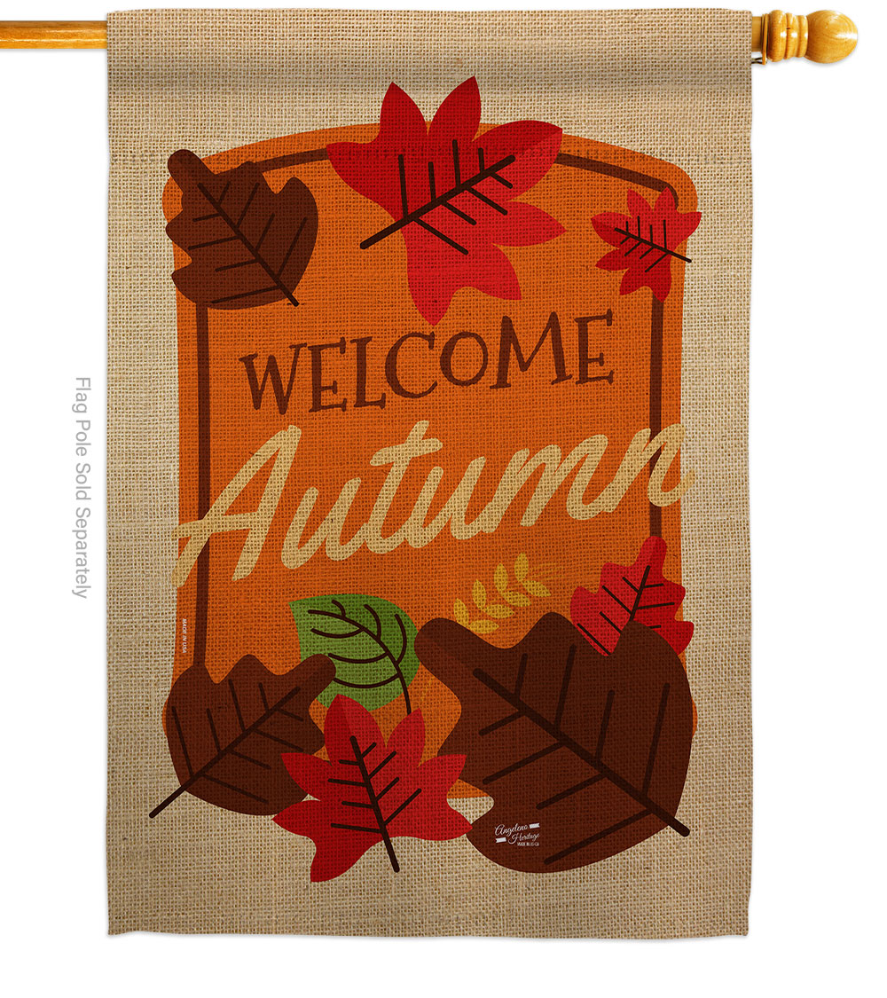 28 x 40 in. Welcome Autumn House Flag with Fall Harvest & Double-Sided Decorative Vertical Flags Decoration Banner Garden Yard Gift