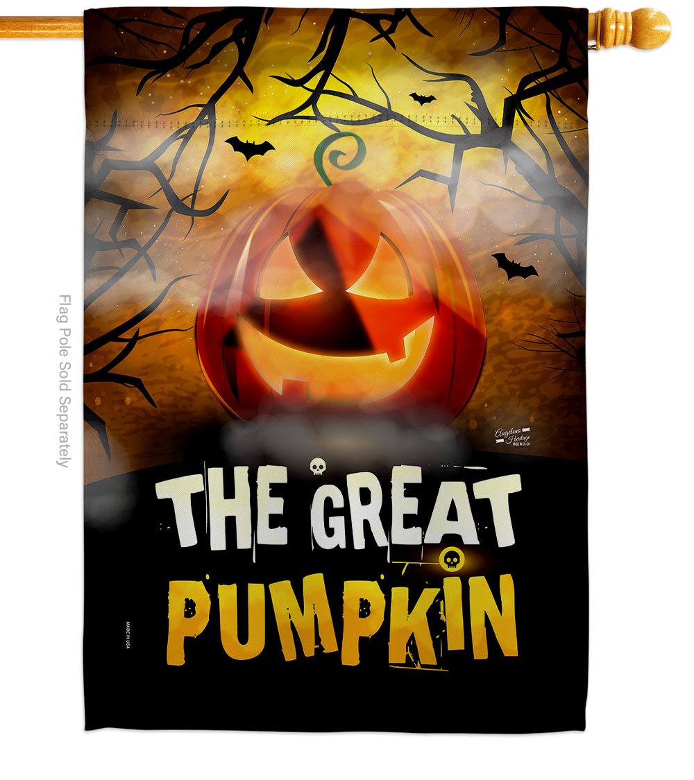 28 x 40 in. The Great Pumpkin House Flag with Fall Halloween Double-Sided Decorative Vertical Flags Decoration Banner Garden Yard Gift