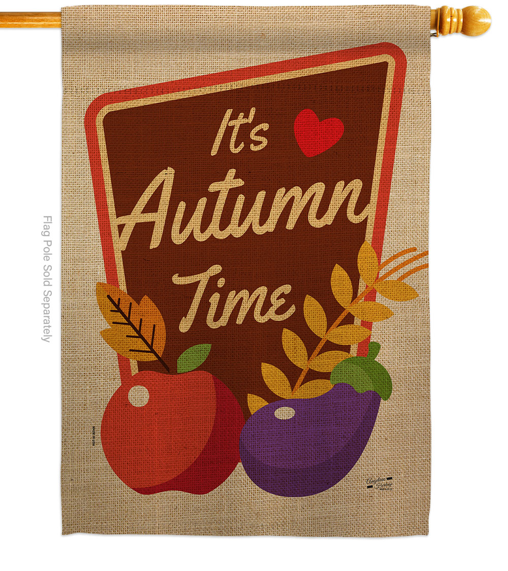 H137090-BO 28 x 40 in. Its Autumn Time House Flag with Fall Harvest & Double-Sided Decorative Vertical Flags Decoration Banner Garden Yard Gift