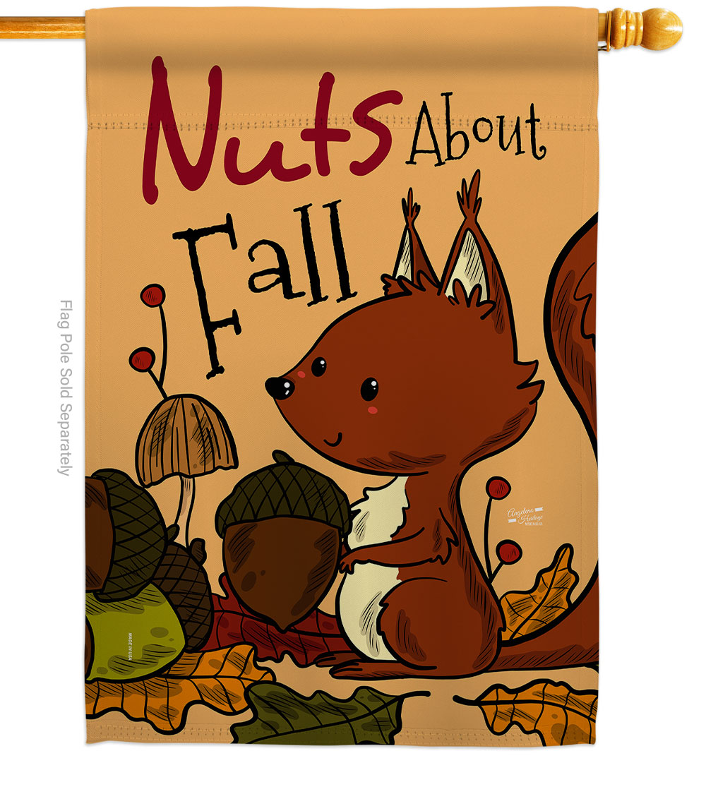 28 x 40 in. Nuts About Fall House Flag with Harvest & Autumn Double-Sided Decorative Vertical Flags Decoration Banner Garden Yard Gift