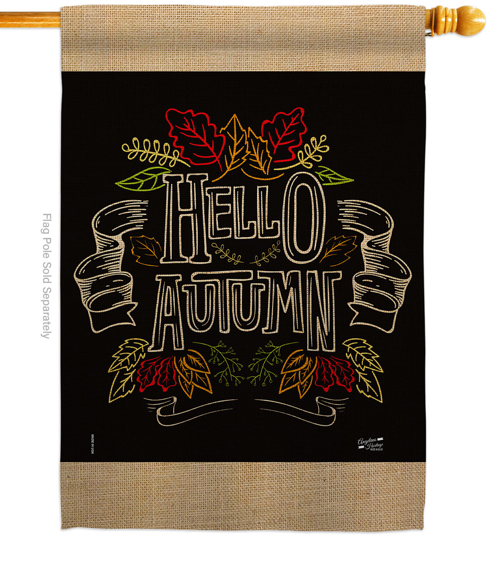28 x 40 in. Chalkboard Hello Autumn House Flag with Fall Harvest & Double-Sided Decorative Vertical Flags Decoration Banner Garden Yard Gift