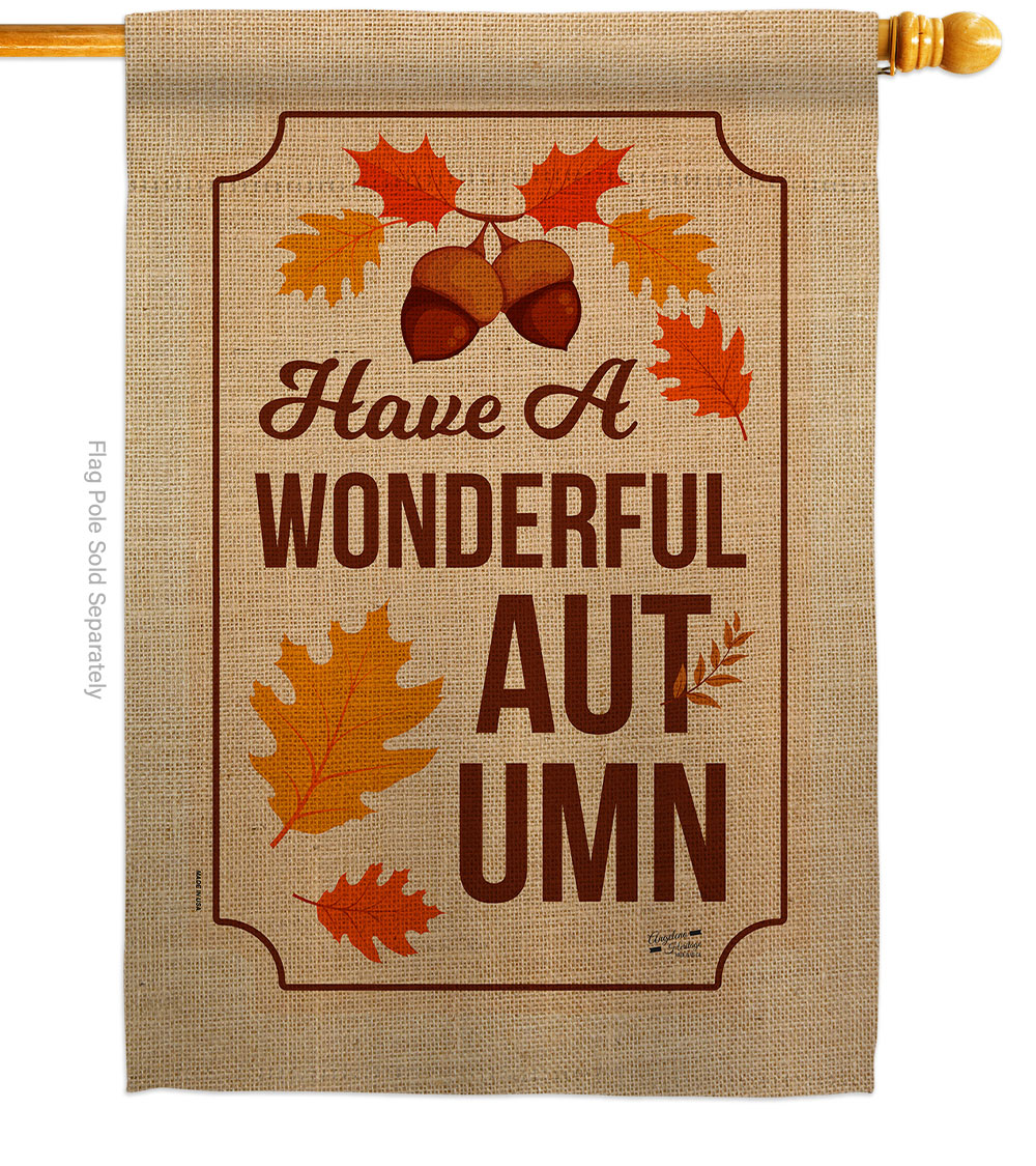 28 x 40 in. Wonderful Autumn House Flag with Fall Harvest & Double-Sided Decorative Vertical Flags Decoration Banner Garden Yard Gift