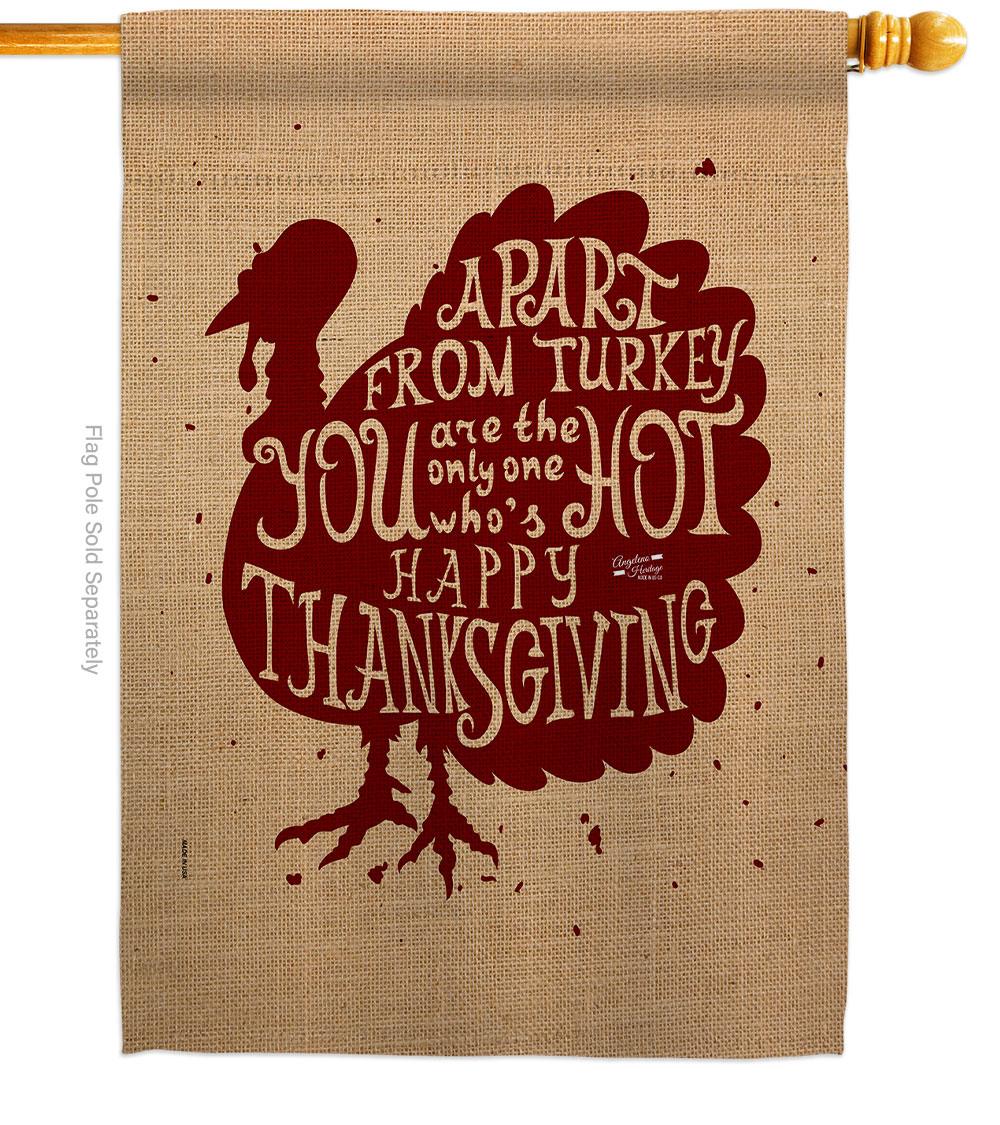 28 x 40 in. A Part From Turkey House Flag with Fall Thanksgiving Double-Sided Decorative Vertical Flags Decoration Banner Garden Yard Gift